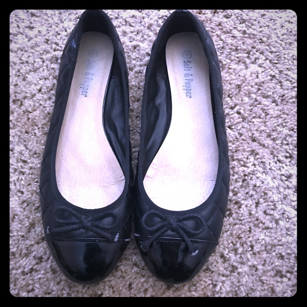 Black quilted ballet flats size 9