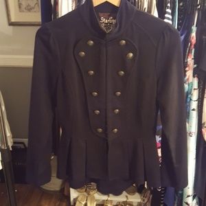 Military black jacket with buttons