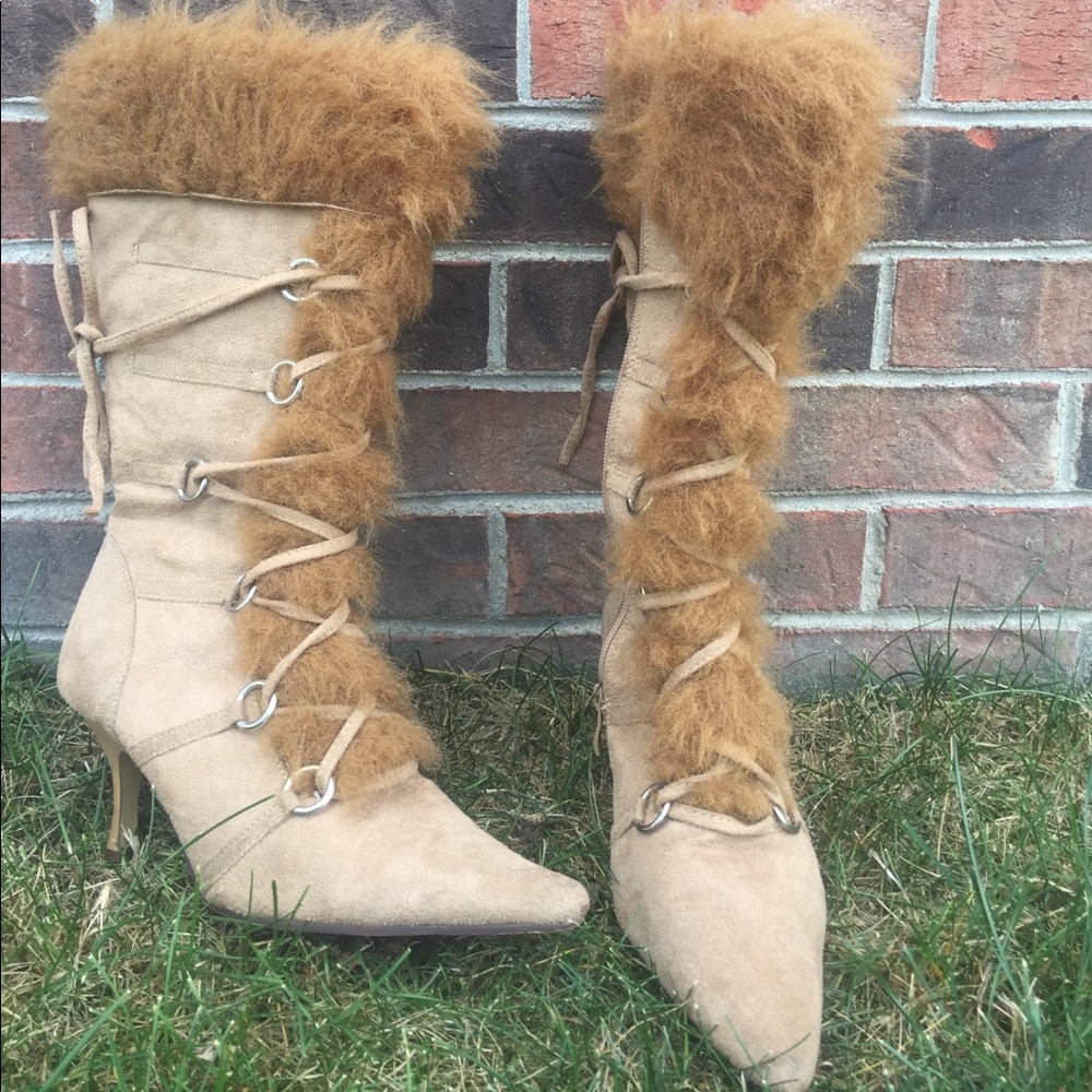 lace up fur boots