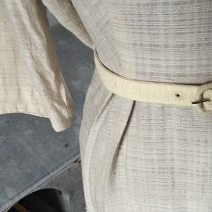 3 Piece Vtg linen cream pencil skirt belt & jacket