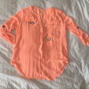 LUSH Long Sleeve Coral Blouse