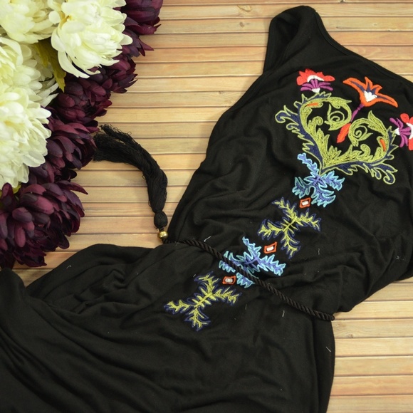 Caite Embroidered Sharkbite Hem Sleeveless Dress S - Picture 1 of 5