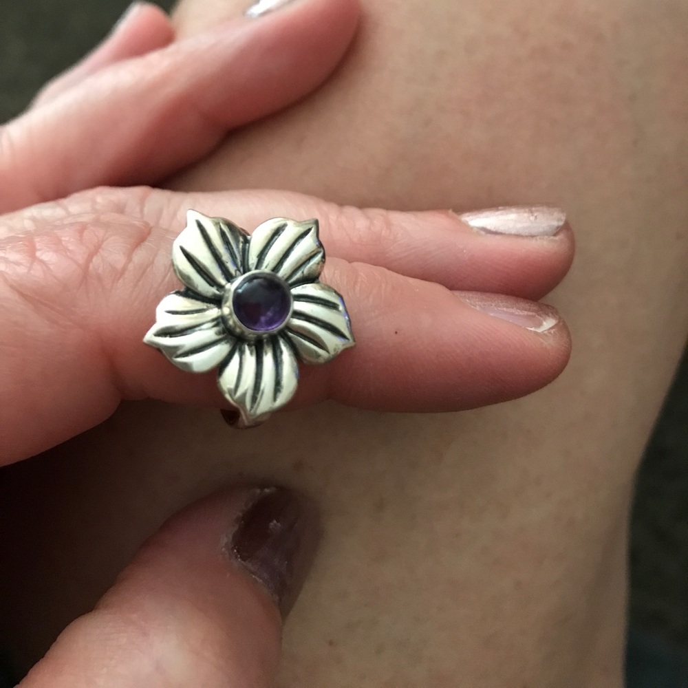 FLORAL AMETHYST STERLING SILVER RING (stamp) NWT💜