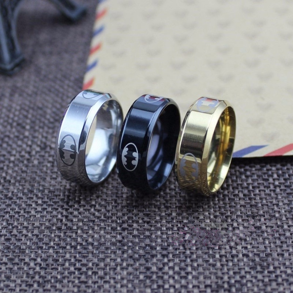 TITANIUM BATMAN GOLD SILVER BLACK MEN WOMEN RING