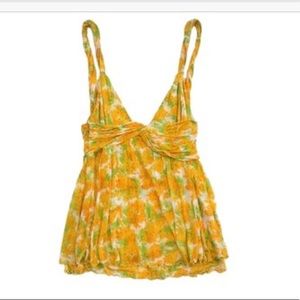 DVF Silk Yellow Floral Top size S