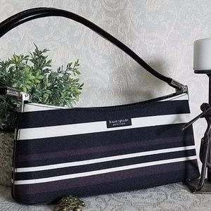 Black, brown and white canvas purse