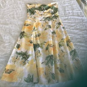 Strapless floral-print dress