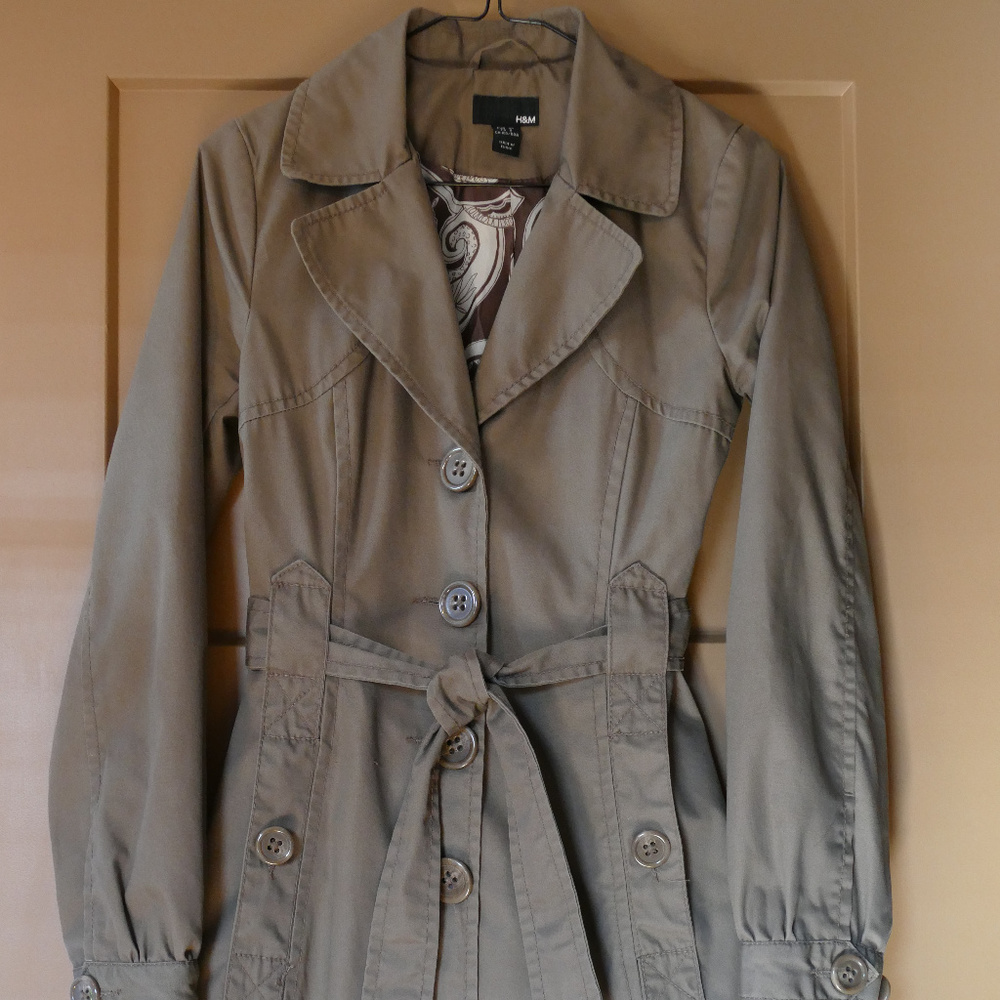 H&M Taupe Trench Coat Raincoat Jacket