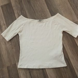 White off the shoulder dropped top