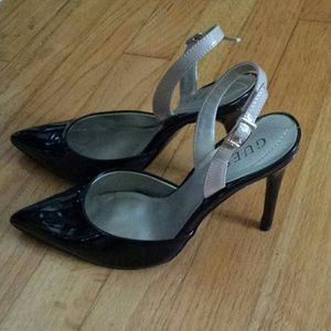 Black and Tan Guess Pointed Heels