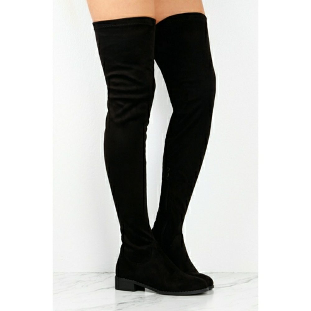 BRAND NEW Thigh High Faux Suede Black Boots
