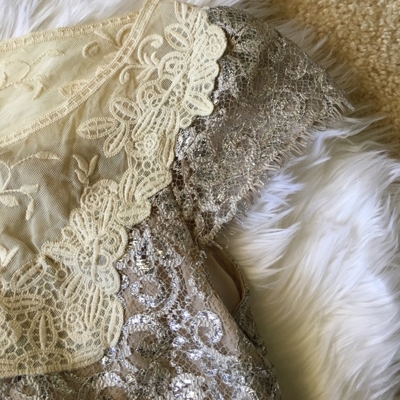 ANTHROPOLOGIE HD in Paris Silver Lace Top - Picture 4 of 8