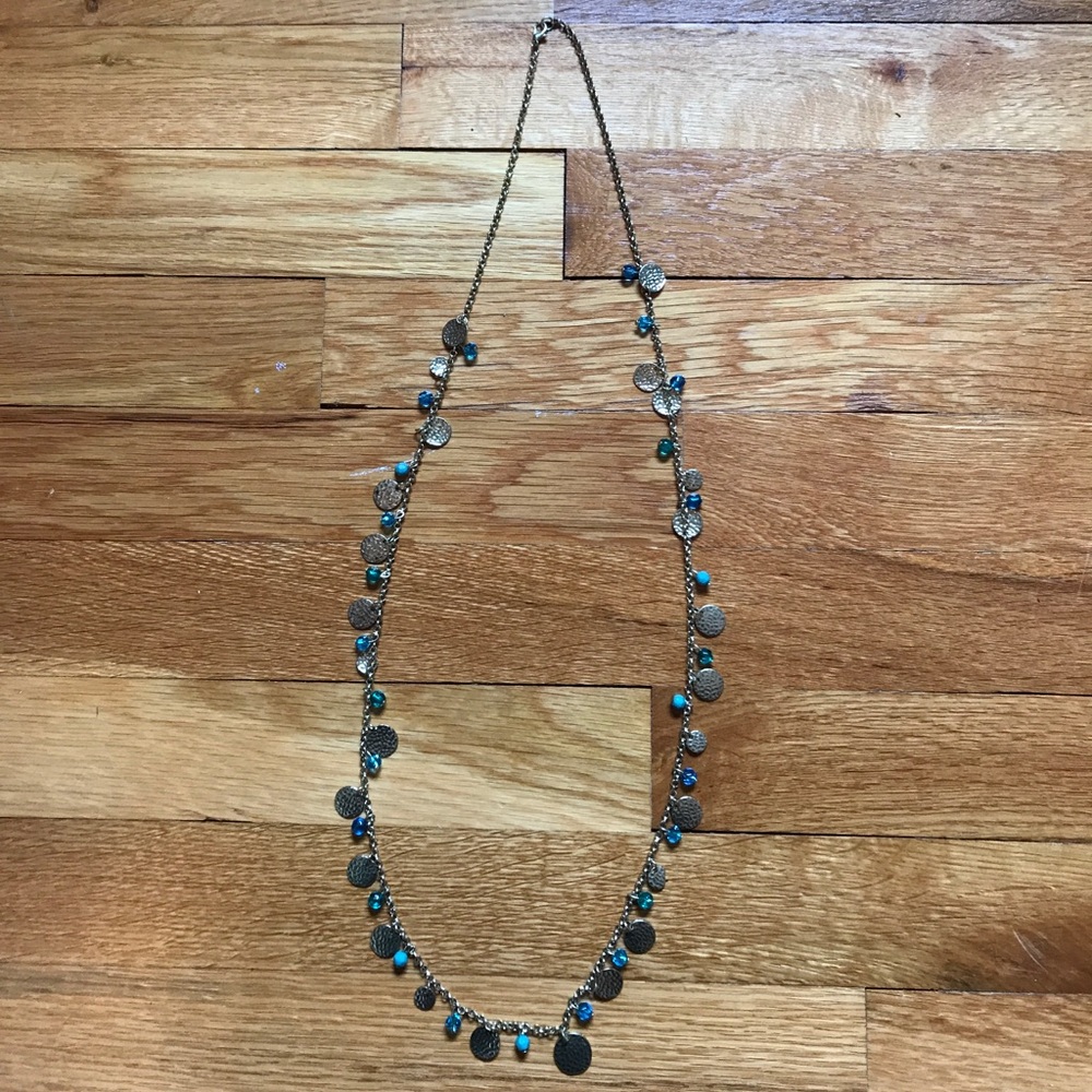 Long gold and turquoise necklace