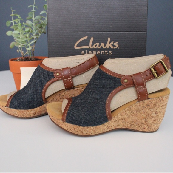 clarks denim wedge