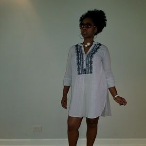 H&M Linen blue and white shirt dress