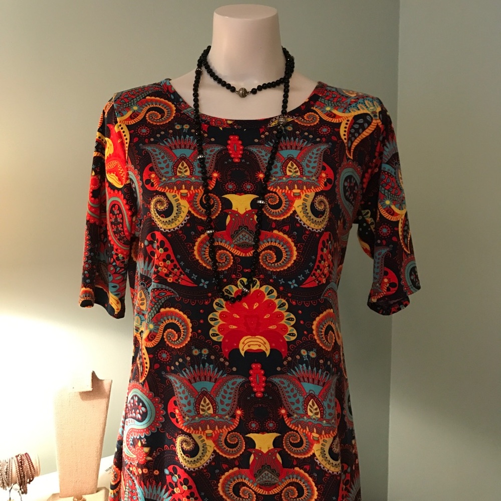 Lularoe Julia dress in a unicorn paisley print