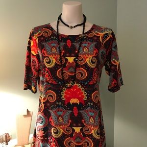 Lularoe Julia dress in a unicorn paisley print