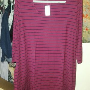 Maurices red black striped tunic