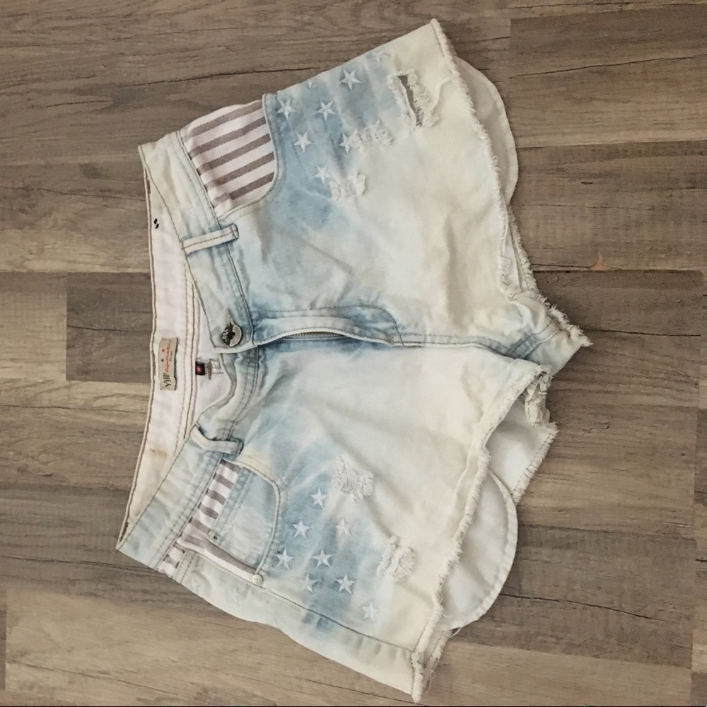 American flag denim shorts