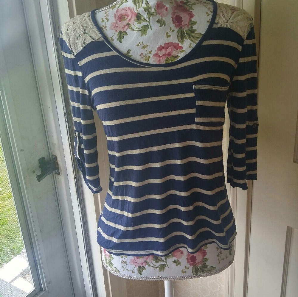 A. Byer Striped and Floral Top