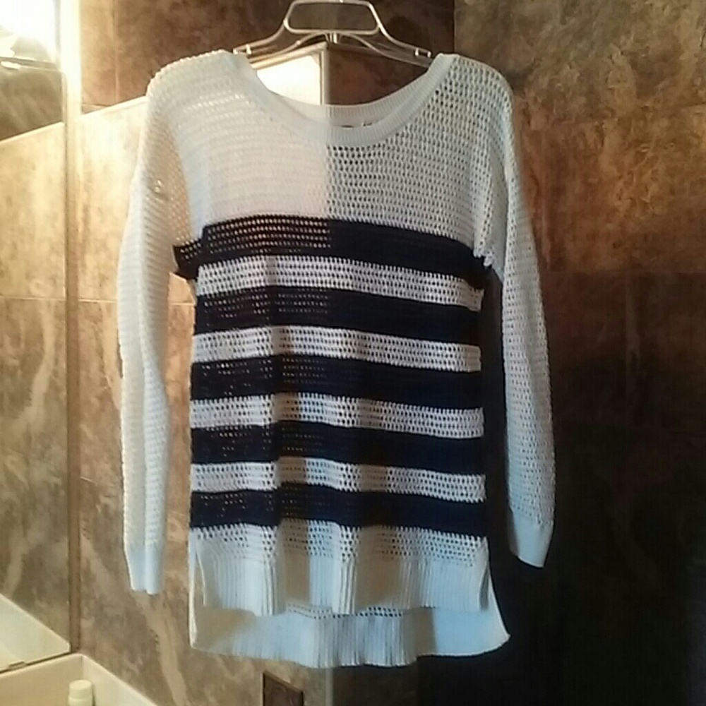 Blue and white sweater