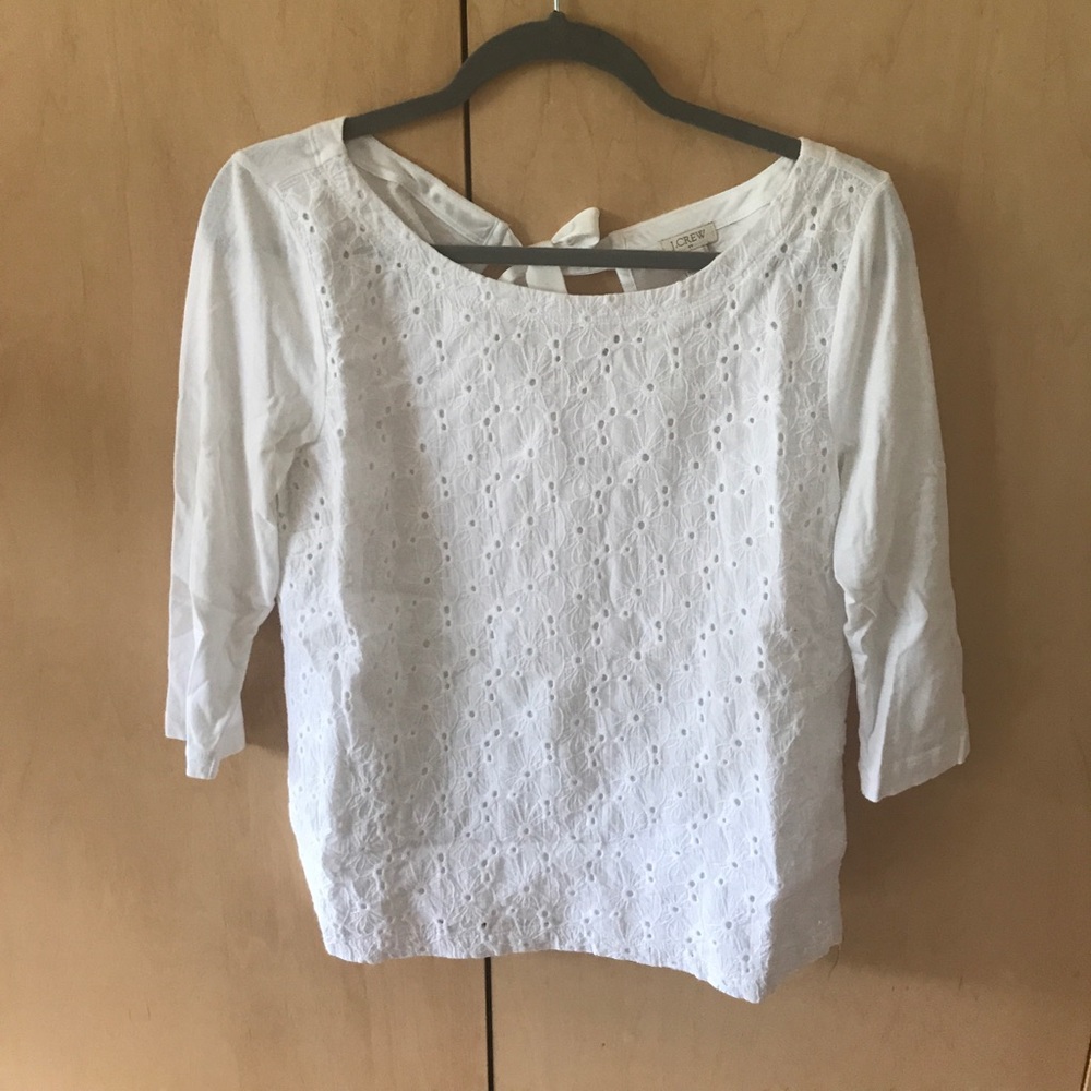 White eyelet top
