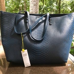 BCBGeneration  navy snake-print tote
