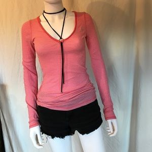 (SOLD) A&F Striped V Neck Long Sleeve Top