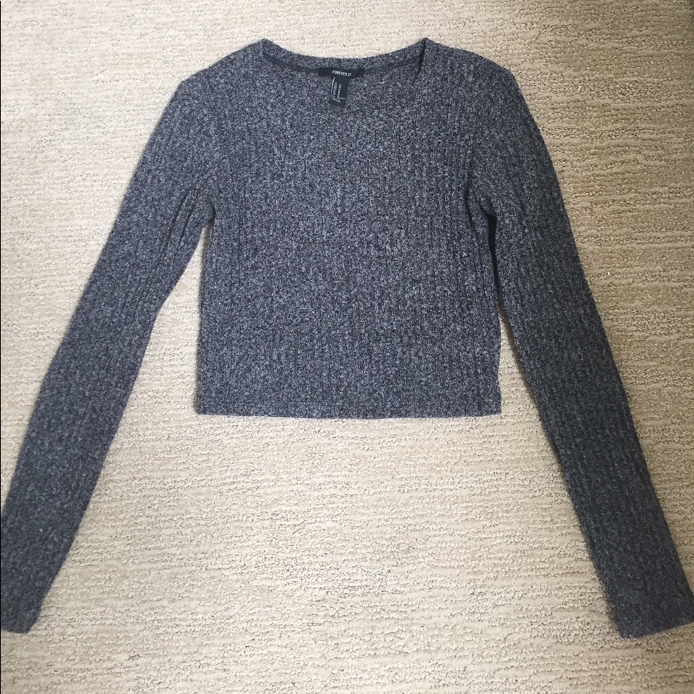 Grey Knit Crop Top