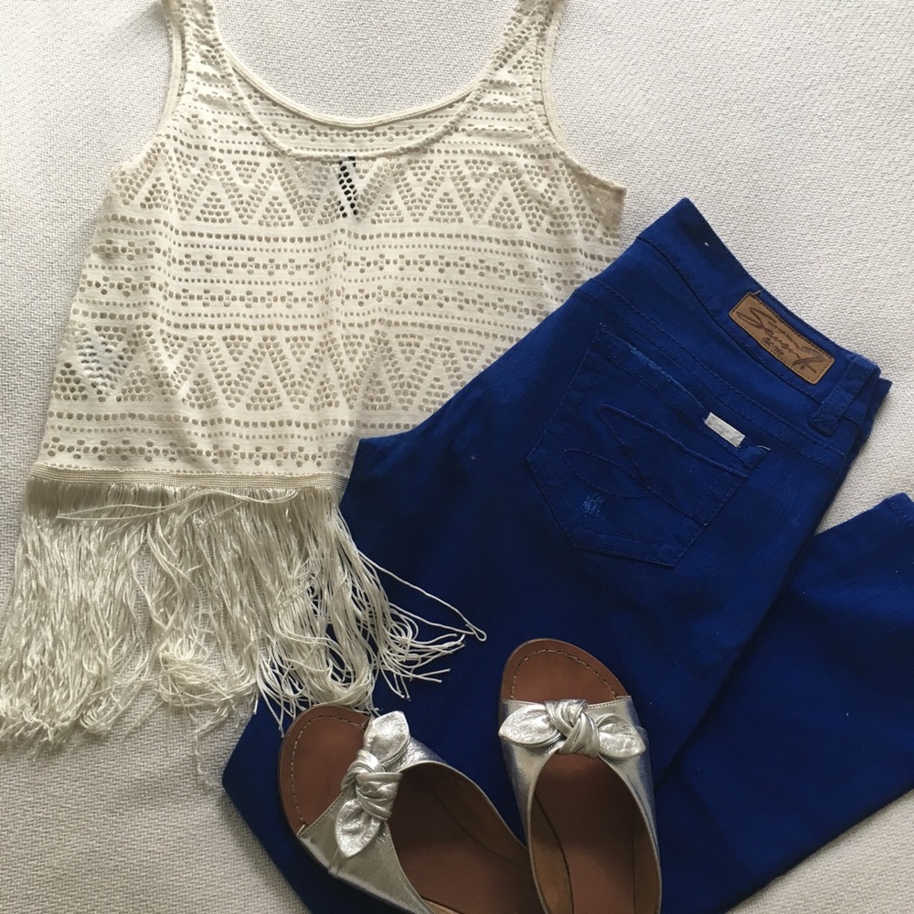 7 For All Mankind Skinny Jeans in Cobalt Blue