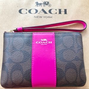 Coach Signature Wristlet with Pink Accent💗😍