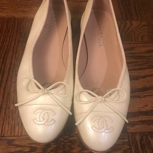 Chanel patent white ballet shoes - 39.5