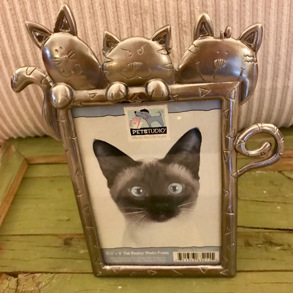 SOLD!!  Darling Pewter Cat Photo Frame