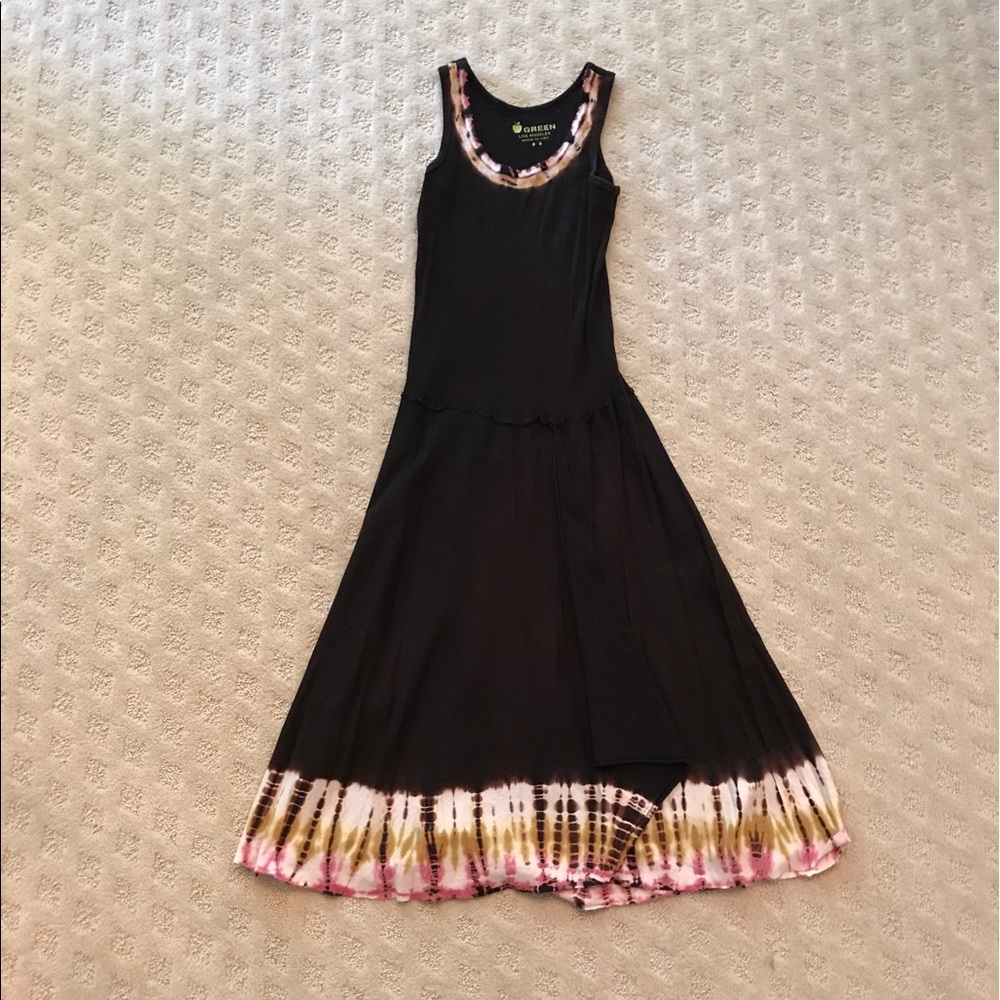 Cotton brown tie - dye dress