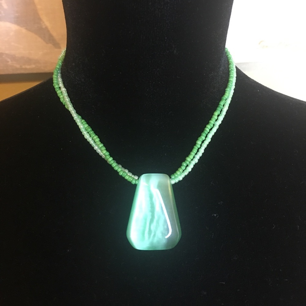 Jade colored statement necklace