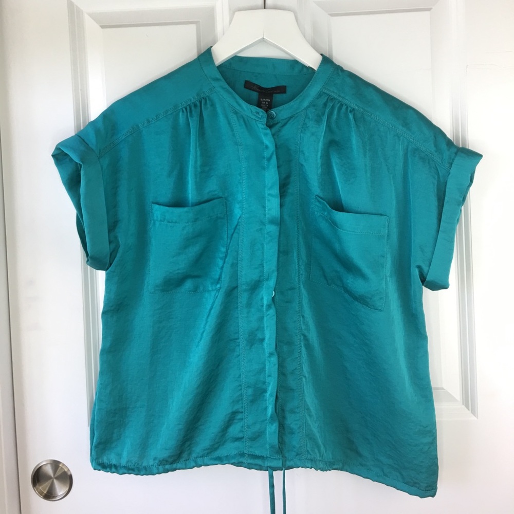 Kenneth Cole Teal Utility Blouse with Pockets (NWT) size Small