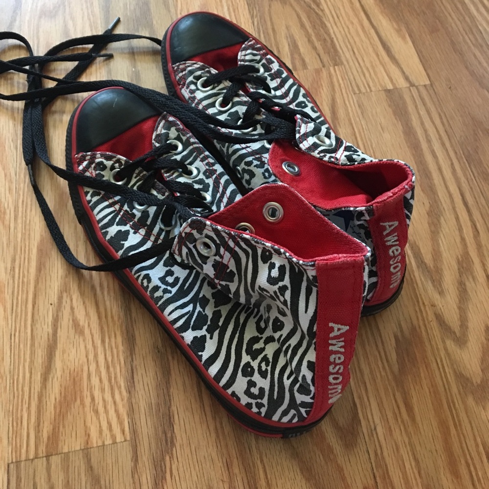 Custom zebra print and red Convers
