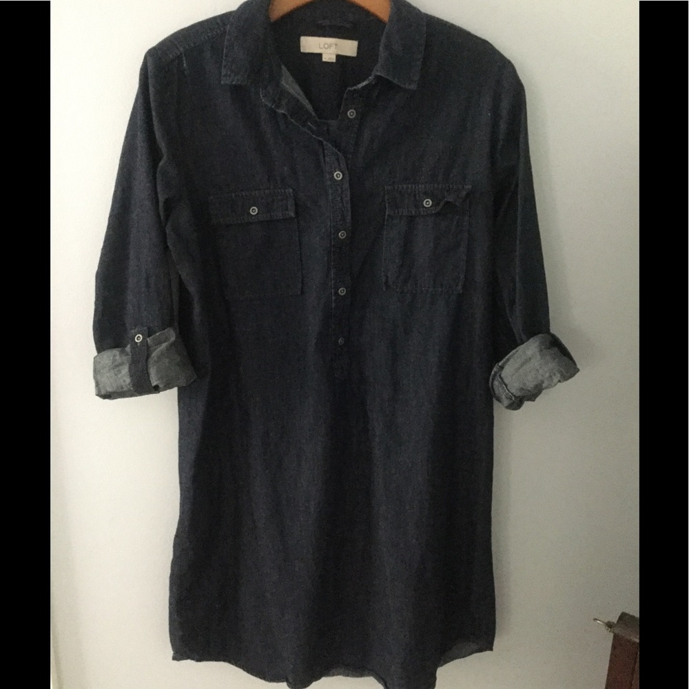 LOFT Denim Dress--Dark Blue