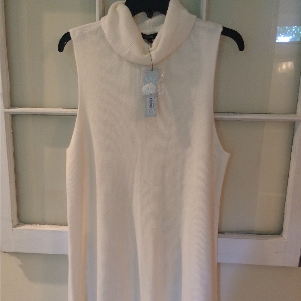 NWT ivory sweater dress with white lace bottom.