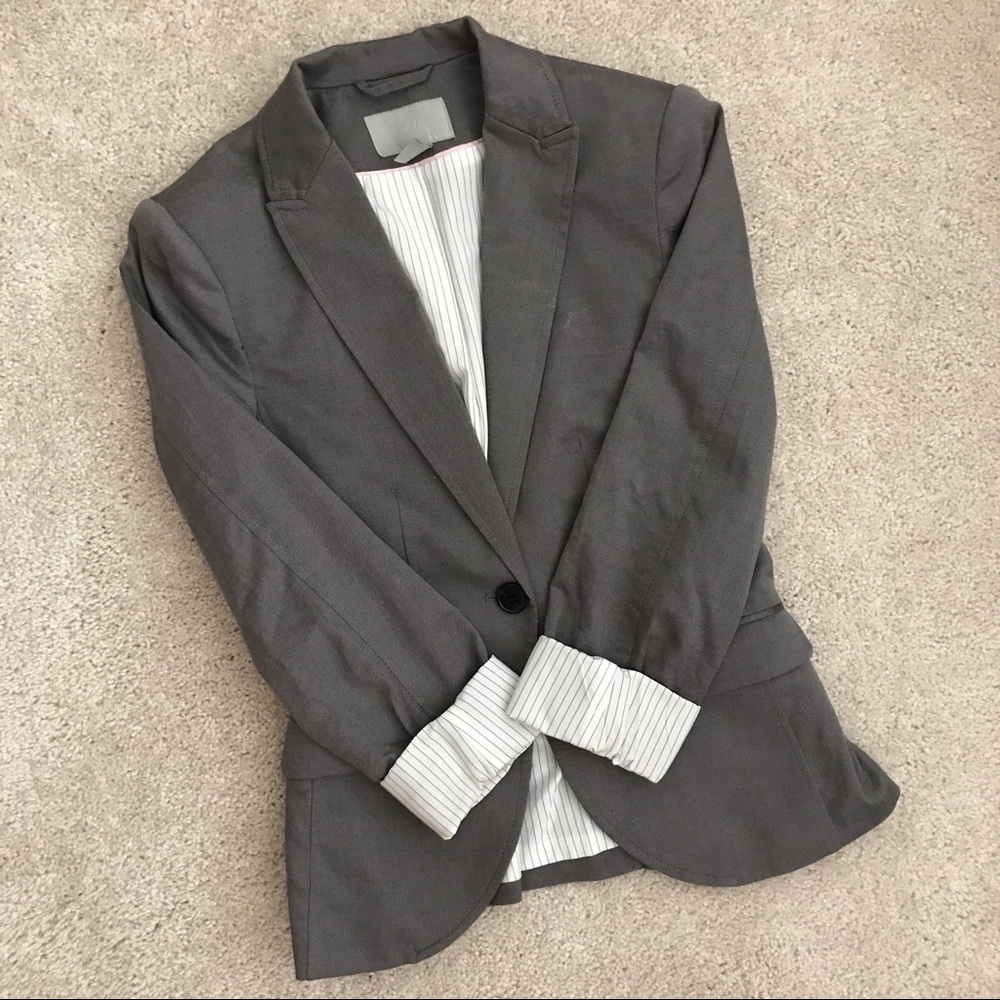 3/4 Sleeve Blazer Pinstripe Lining