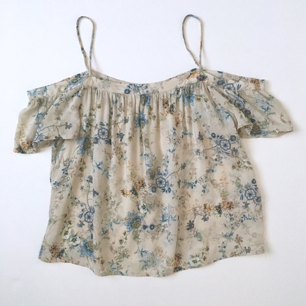 Stradivarius Printed Cold Shoulder Swing Top