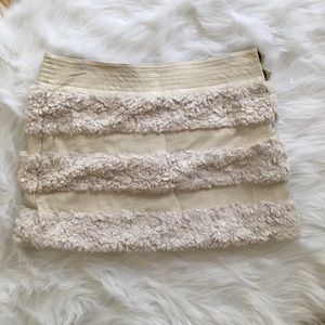 NWT Bebe Leather Trim Fur Mini Skirt