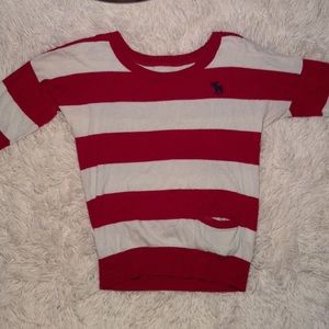 White and red striped Abercrombie shirt