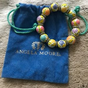 Angela Moore hand painted beaded bracelet