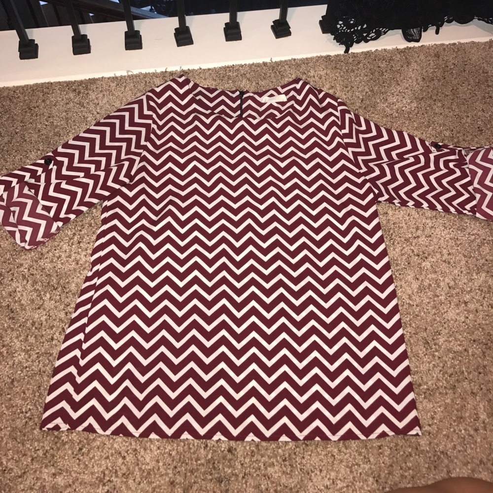 Maroon chevron Top WORN ONCE!!