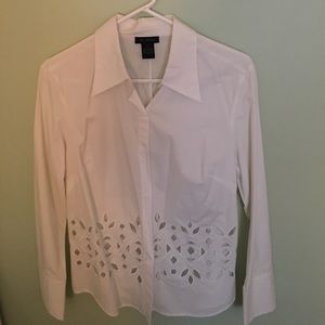Women's White Eyelet Tailored Blouse
