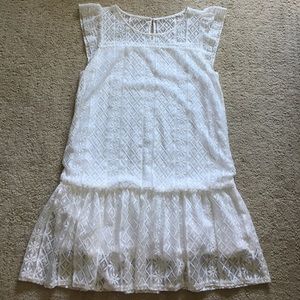 White lace long top