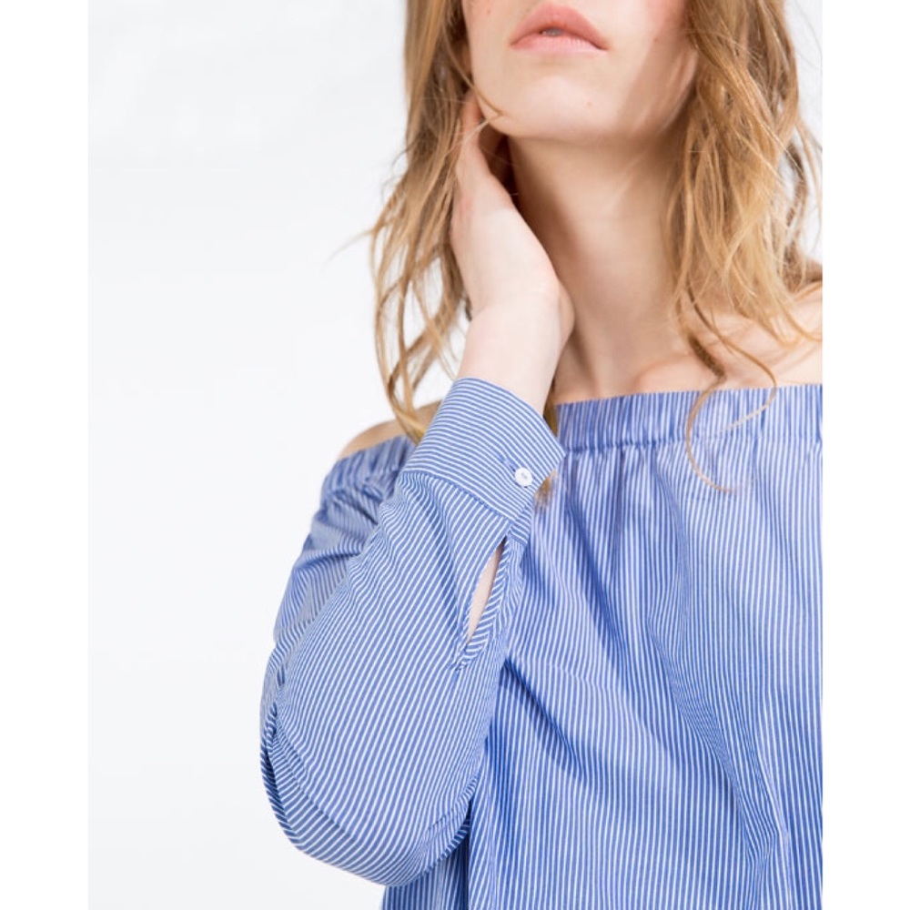 Zara Striped Off The Shoulder Top