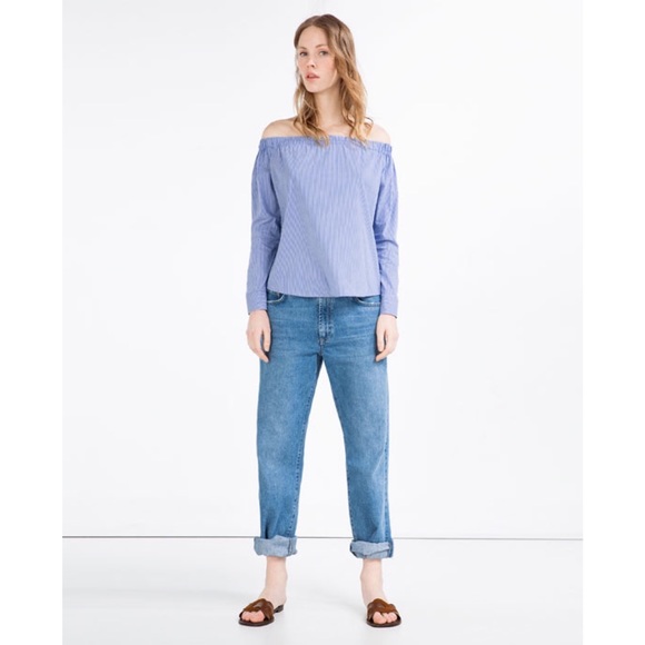 Zara Striped Off The Shoulder Top - Picture 3 of 3