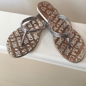 Coach silver flip flop